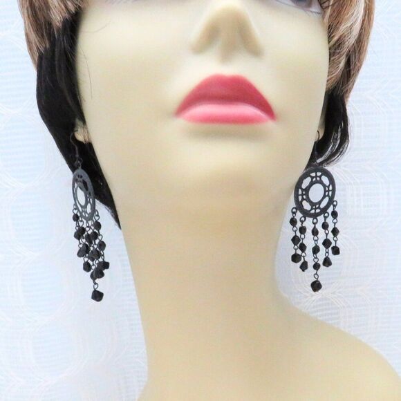 Chandelier Earrings Women Black Dangles Boho Gypsy Style Casual Goth Witchy - Picture 5 of 9